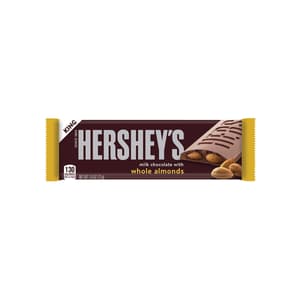 Barra Hershey's de chocolate con leche y almendras enteras, tamaño king de 2.6 OZ