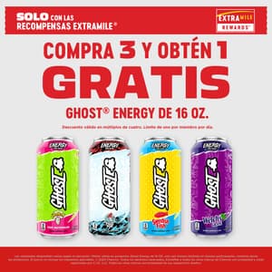 Compra 3 y obten 1 gratis. Ghost Energy promocion