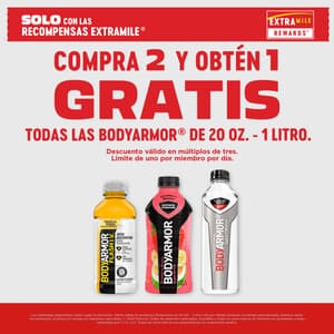 Compra 2 y obten 1 gratis promoción bodyarmor